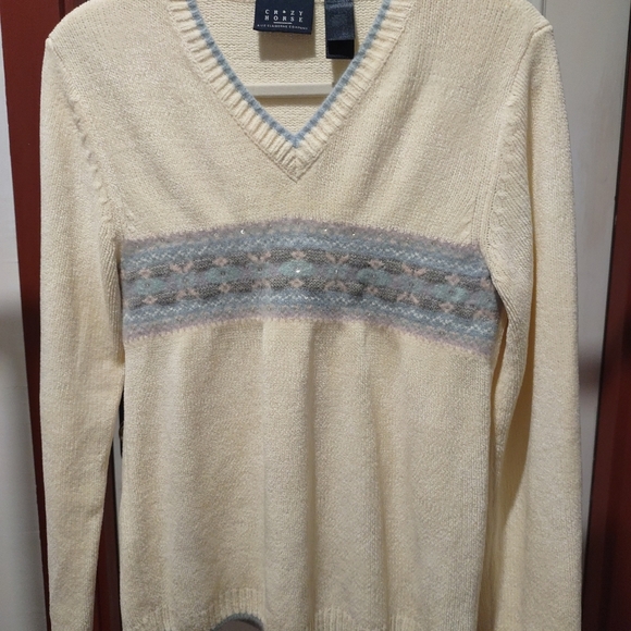 Women's Sweater " Crazy Horse" from Liz A Claiborne Size L V-Neck Long Sleeves - Picture 12 of 12